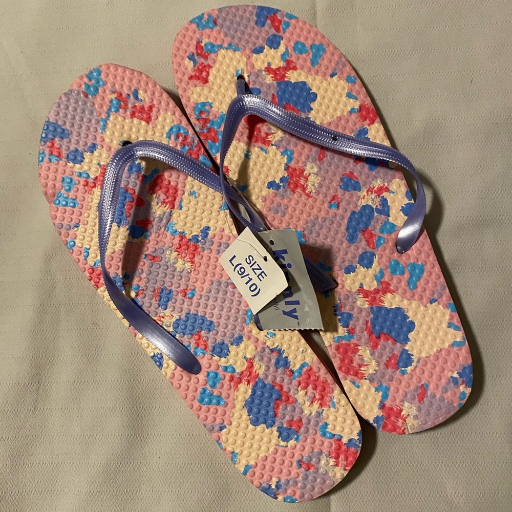 Women's Floral Print Pink Flip Flop Sandals